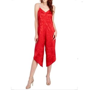 NWT Prelude Red Rhinestone Cutout Poncho Jumpsuit